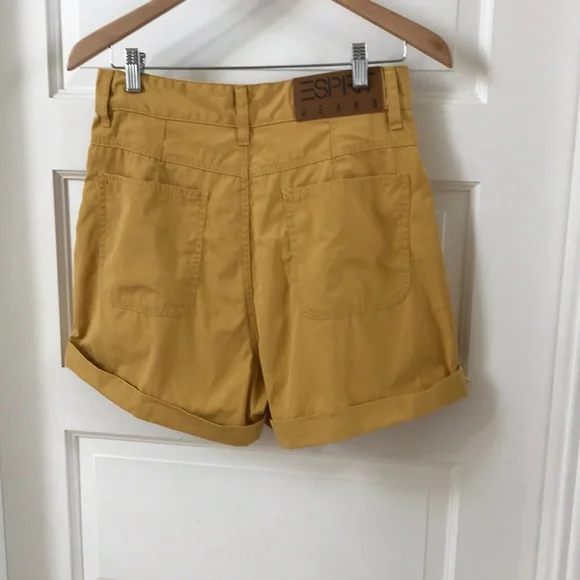 VTG Esprit high waisted shorts Sz 11/12 Cotton twill mustard yellow Excellet con - Picture 6 of 10